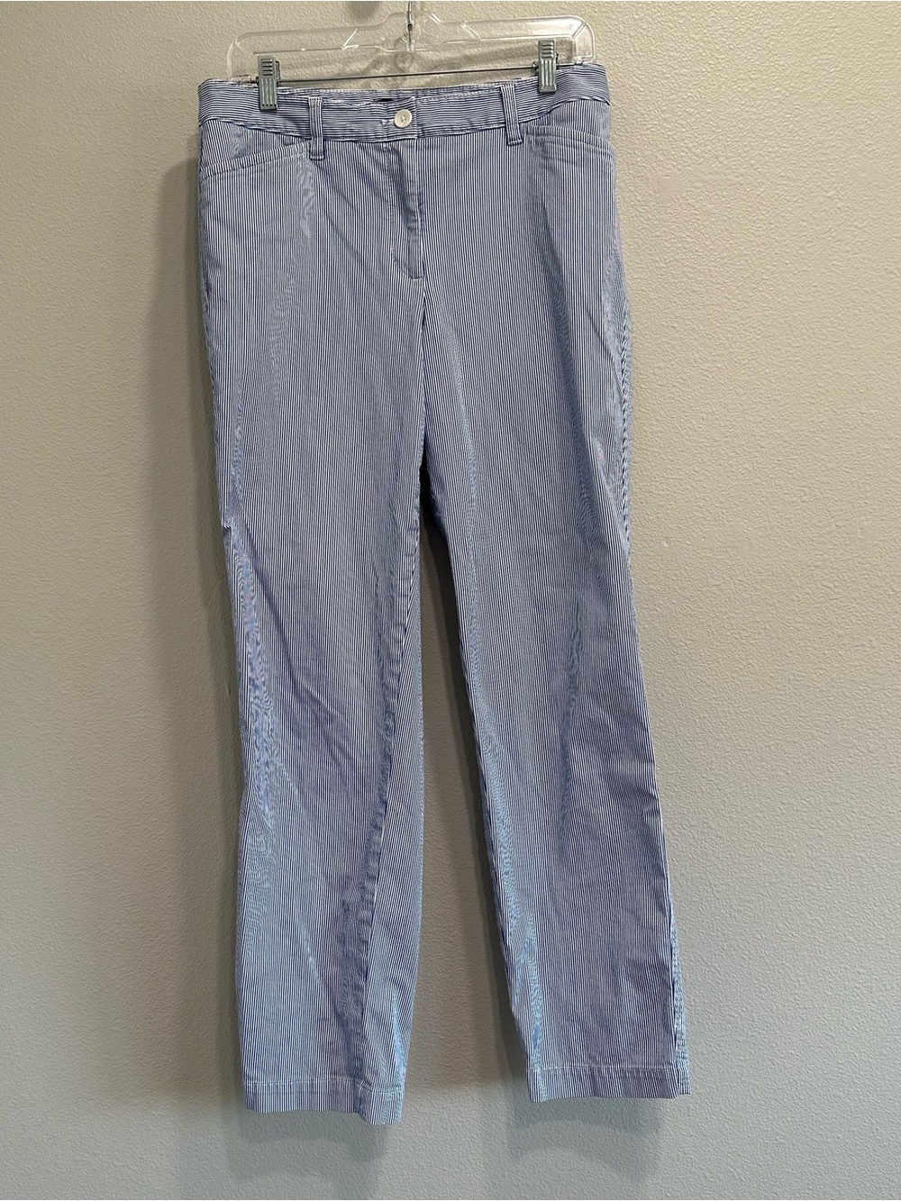 Talbot’s size 6, blue/white striped cotton chino pants,business casual,coastal
